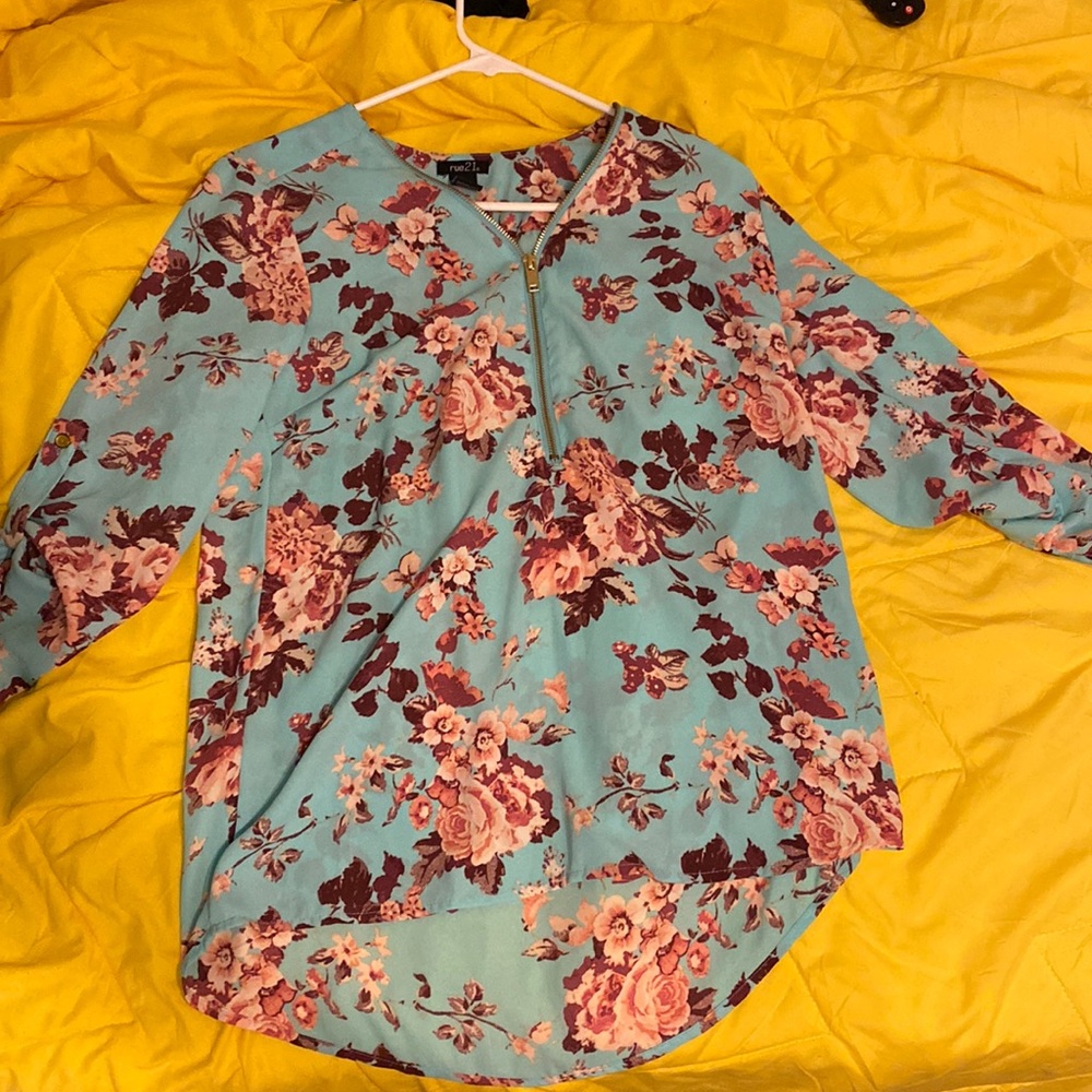 floral rue 21 blouse with zipper